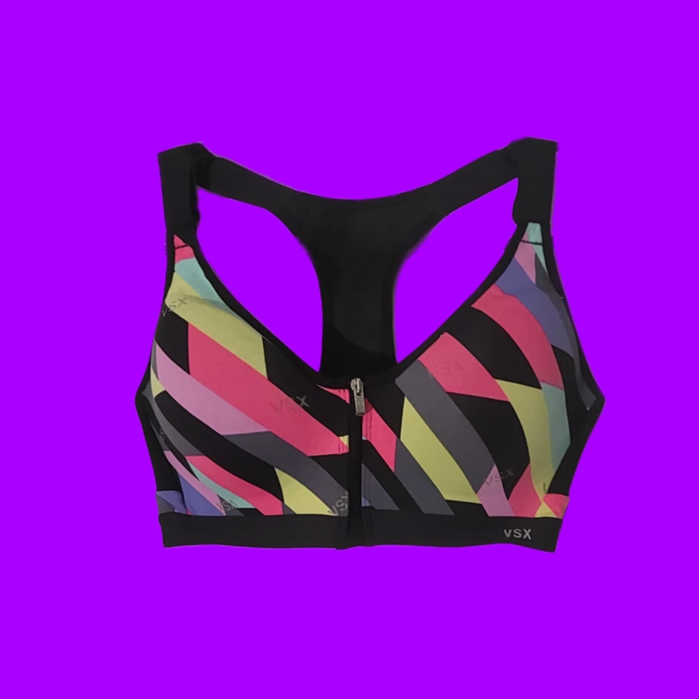 VSX Multicolor Zip-Front Sports Bra 34C (Victoria's Secret Sport)